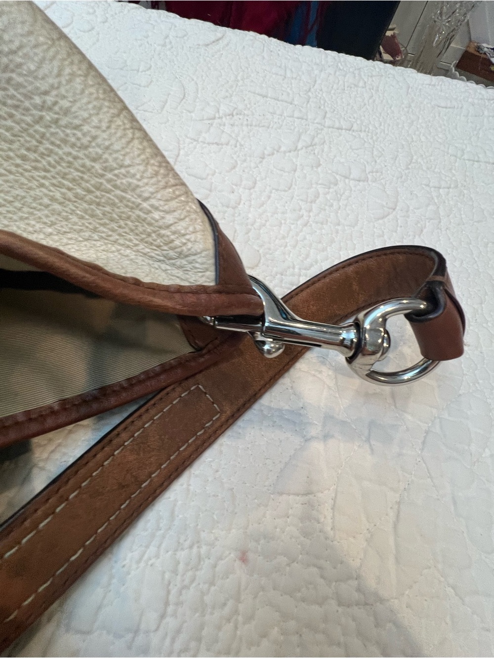 Coach Cream and Brown Leather Two-Tone Tote - Picture 11 of 15